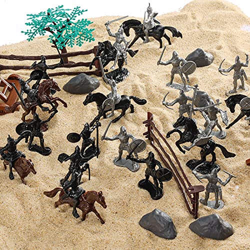 AMOR PRESENT 124 PCS Medieval Knights Toys Figurines for Kids Children Medieval Soldier Action Play Set for Birthday Gifts