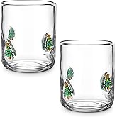 Skylety 2 Pcs Christmas Icon Juice Glass - 14 oz Christmas Tree Stemless Drinking Glass Cup for Holiday Party Supplies Gifts