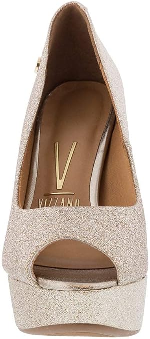 peep toe vizzano salto fino meia pata glitter dourado