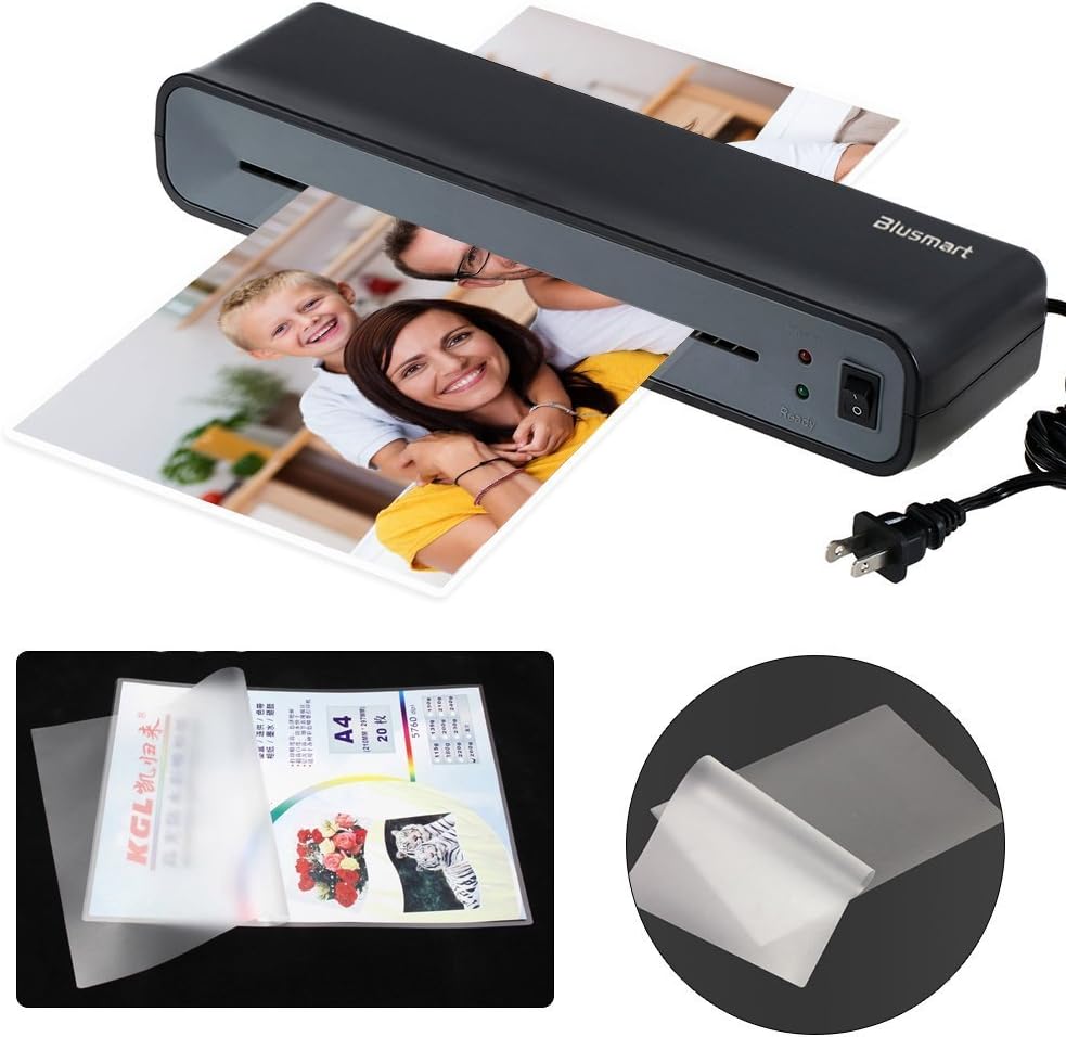 Blusmart B224+ Thermal Laminator 2 rollers 11.8 inches/min laminating speed 3- 5 mil laminating pouch Laminating Document Photo Laminator Laminating Machine - Black