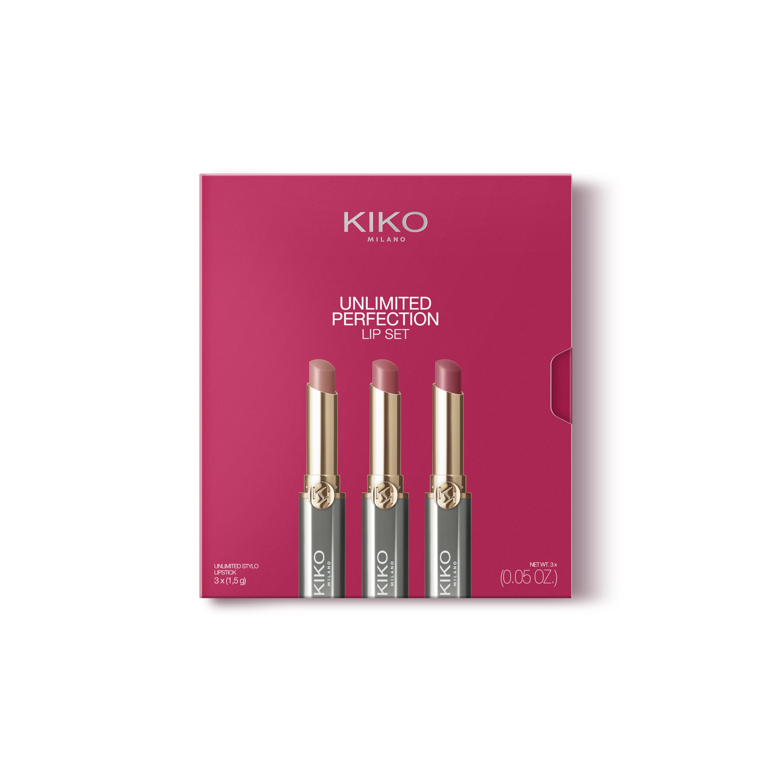 KIKO Milano Unlimited Perfection Lip Set 01, Kit Containing 3 Creamy, Long-Lasting And Transfer-Proof Lipsticks