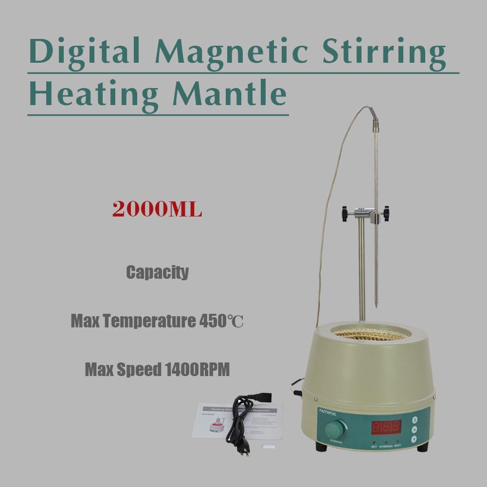 2000ml Electric Digital LCD Magnetic Stirring Heating Mantle 842โ 450W 0-1400prm