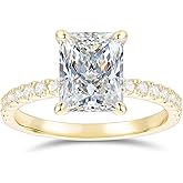 NOVSEAS 14k Gold Moissanite Ring 14K Gold 3ct Radiant Cut Moissanite Engagement Rings for Women