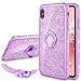 VEGO Case for Apple iPhone XS Max 6.5 inch,Glitter Case Bling Diamond Rhinestone with Kickstand Ring Grip for Girls Women Case for iPhone XS Max (Purple 6.5 in)