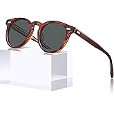 CARFIA Retro Acetate Polarized Sunglasses for Men UV Protection, Vintage Round Frame Eyewear with Gold Filigree CA5506