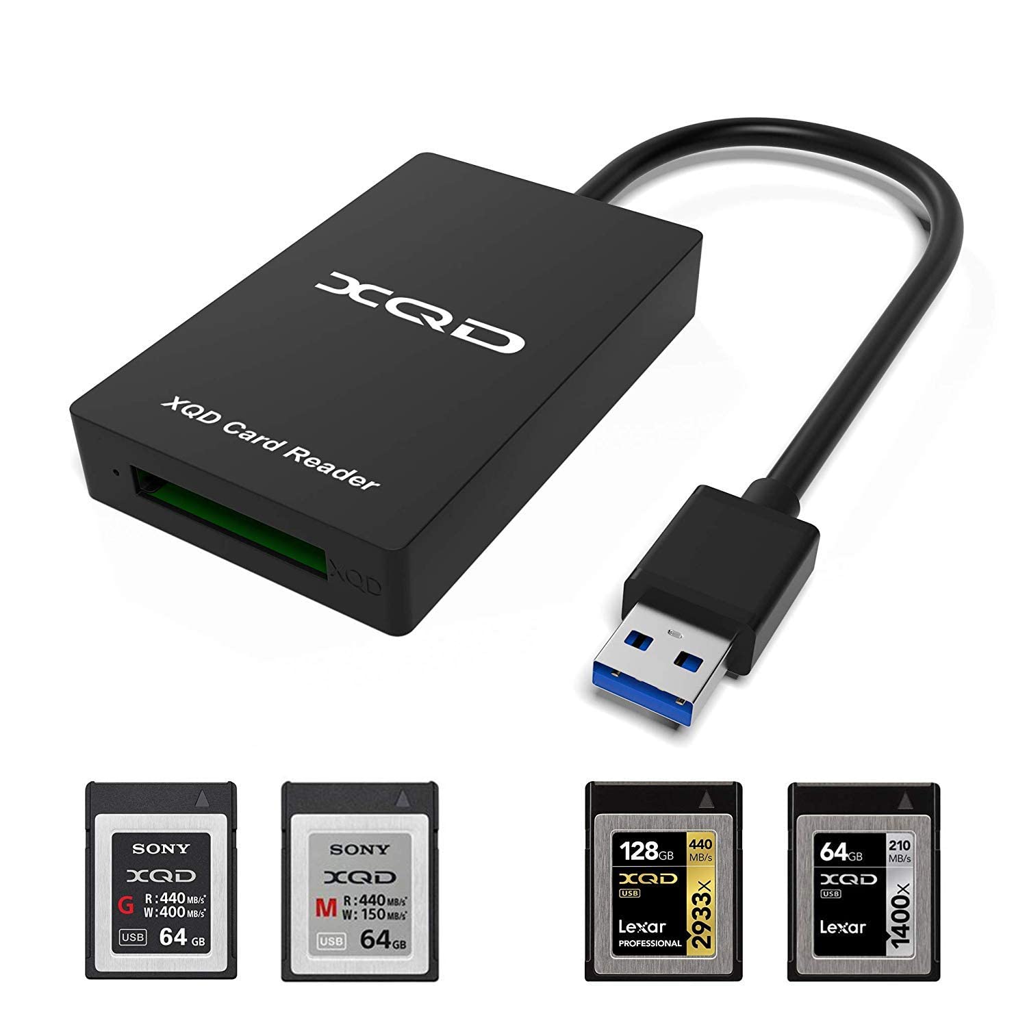 XQD Card Reader, Rocketek XQD Card Adapter Compatible with Sony G/M Series USB Mark XQD Card, Lexar 2933x/1400x USB Mark XQD Card for Windows/Mac OS.
