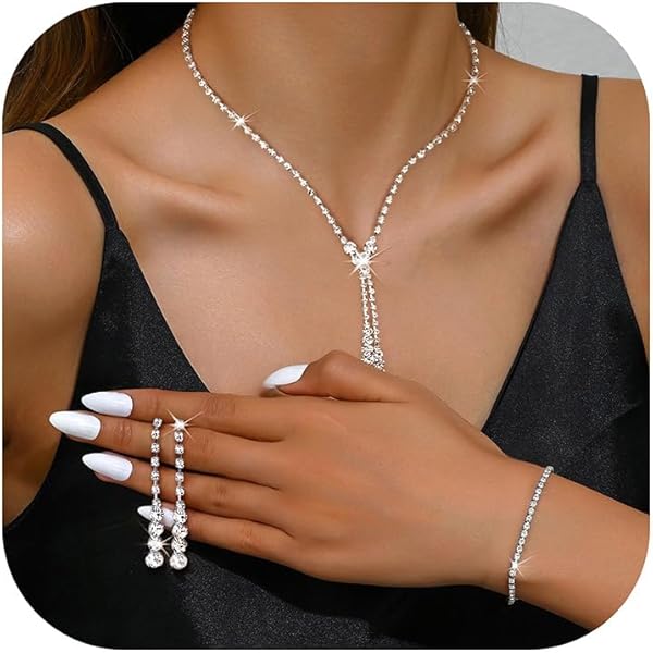 Costume Jewelry For Women THUNARAZ Sparkled Jewelry Set For Women - Main Image