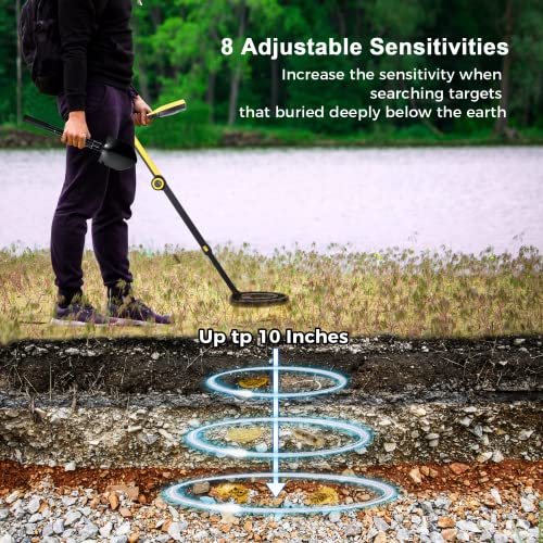 Metal Detector for Adults Professional - Foldable Metal Detector with Precise Positioning and Tone Recognition, 8 Recognition Elimination Modes Gold Detector, 10” Waterproof Search Coil
