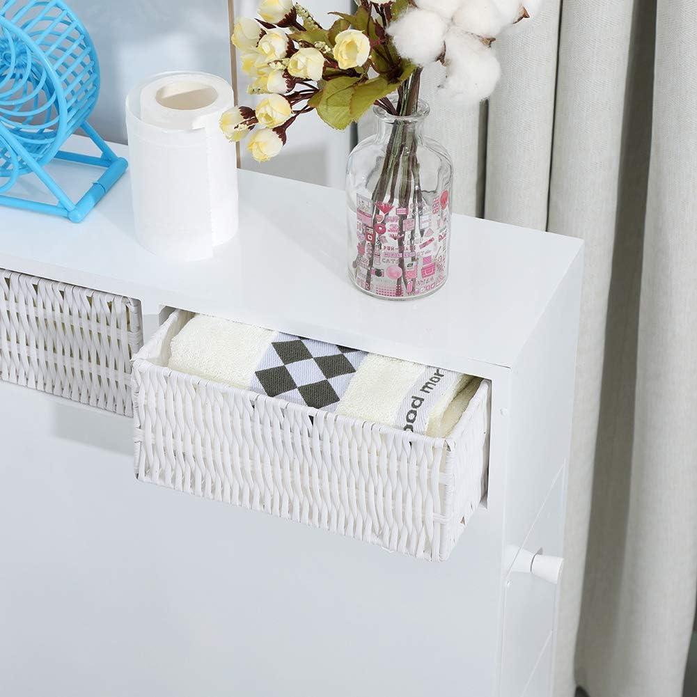 Bathroom Cabinet Zerone Bathroom Wood Cabinet Toilet Floor Rolling Storage Oraganizer With 2 Drawers White Floor Cabinets