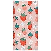 Wamika Pink Strawberry Hand Bath Towel Shower Towels Set Fruits Flowers Kitchen Hanging Gym Fingertip Bathroom Towel Highly Absorbent 2pcs