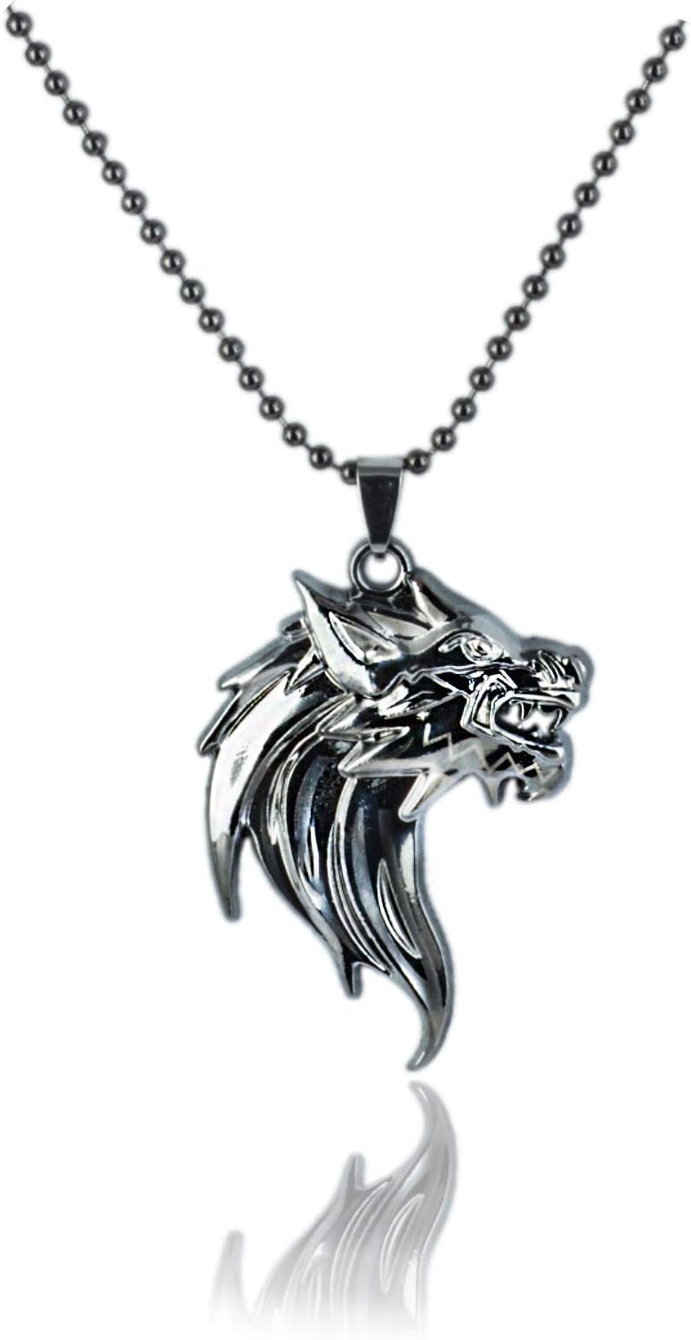 Men Hip Hop Dragon Pendant Necklace Long Chain Cool Silver Jewellery