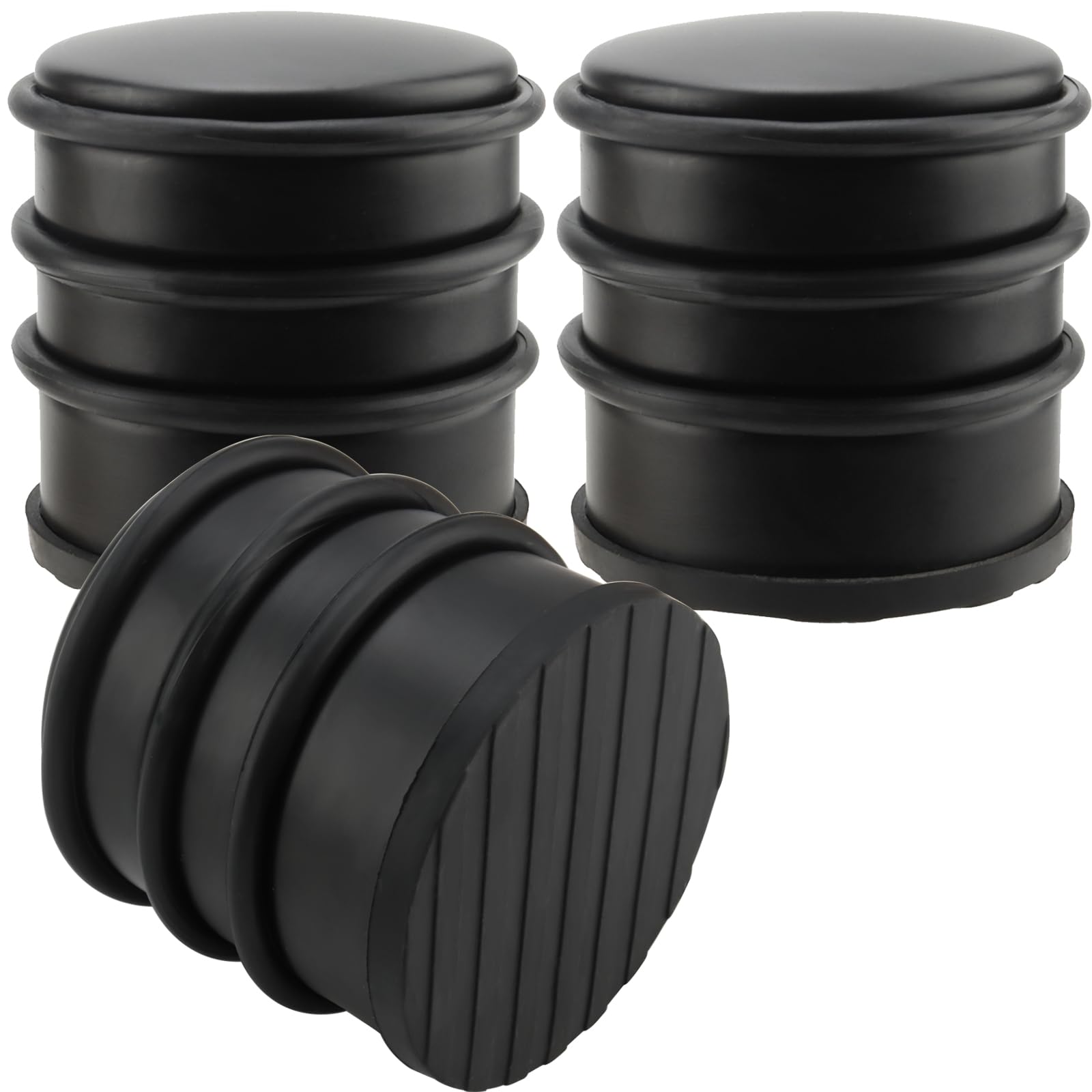ZOENHOU 3 Pack Stainless Steel Door Stoppers, 1.08KG Weighted Heavy Duty Chrome Door Stopper with Silicone Rings, Metal Round Door Stopper, Black