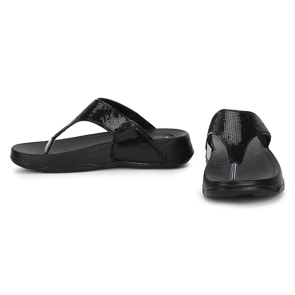 welcome pure hf-06 synthetic black flip flops for women