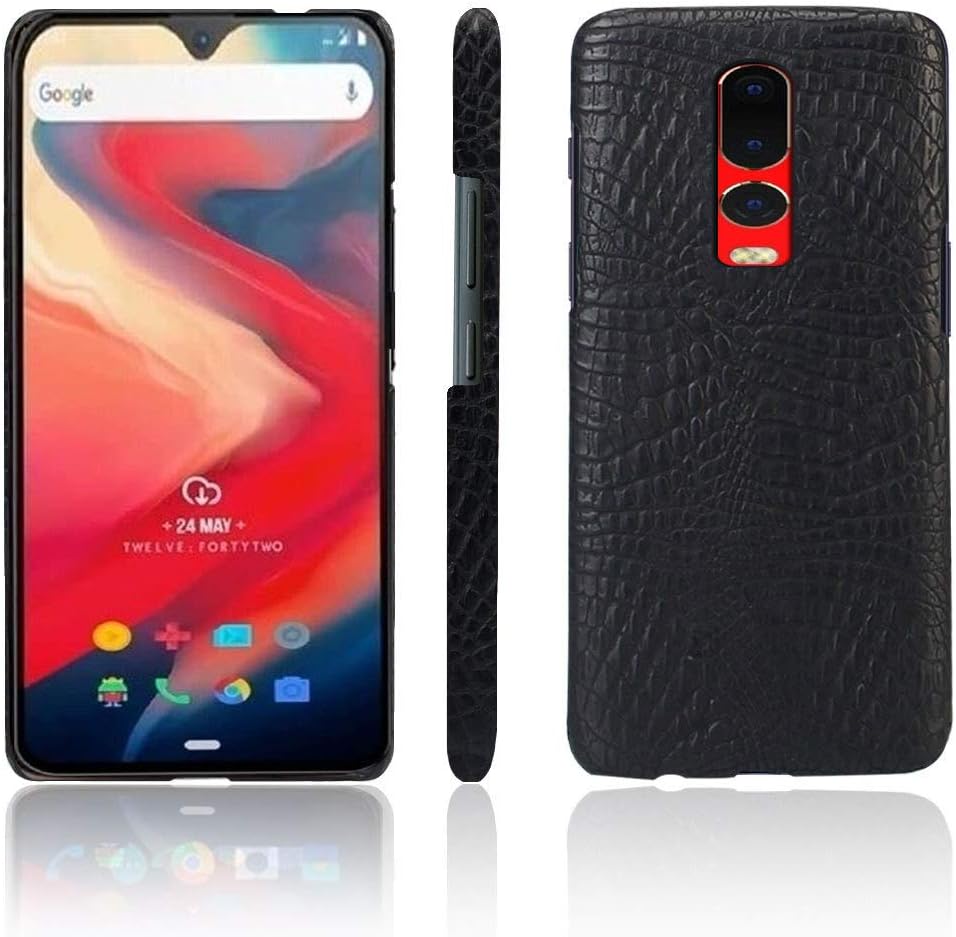 OnePlus 6T Case,Abeike Luxury Classic Crocodile Skin Pattern [Ultra Slim] PU Leather Anti-Scratch PC Protective Hard…