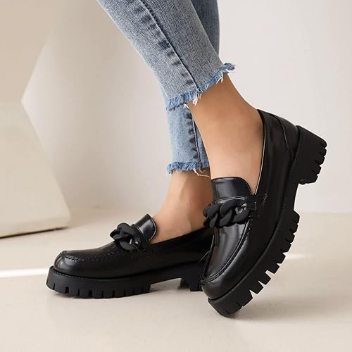 Sopends Women's Loafers Comfortable Platform Black Loafers Women's - Main Image
