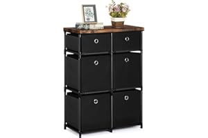 NANANARDOSO 6 Cube Storage Organizer, Fabric Dresser Closet Organizers and Storage, Cube Drawer Organizer Unit for Closet, Easy Assembly Closet Dresser for Bedroom, Dorm, Playroom, Hallyway, Black.