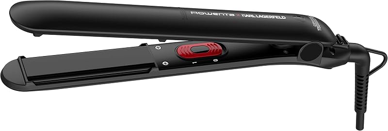 Karl Lagerfeld - Piastra per capelli Easyliss SF161L, funzionamento con un solo pulsante, rivestimento in ceramica tormalina, sistema a piastre mobili, funzione Straight & Curl, costante