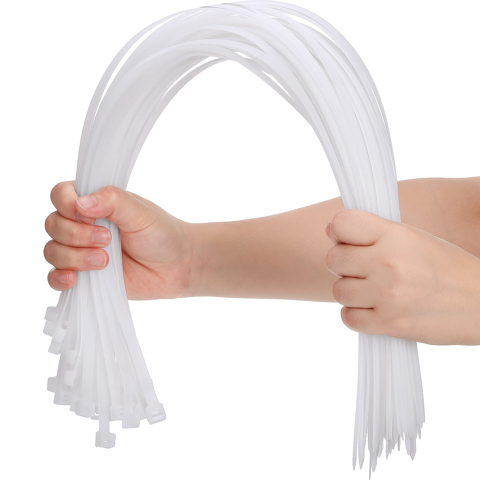Nuanchu 100 Pcs Zip Ties Heavy Duty Cable Ties for Indoor and Outdoor Binding Fences, Awnings Tying, Branches Bundling of Crops(24 Inch,White)