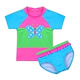 FEESHOW Baby Toddler Girls Rash Guard Swimsuit Set