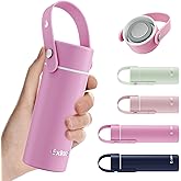 【Upgraded】 Mini Insulated Water Bottle 6.8oz/200ml with Adjustable Silicone Handle– Small Flask for Hot & Cold Drinks, Leakproof, Ideal for Purse, Lunchbox...(Lavender Hush)