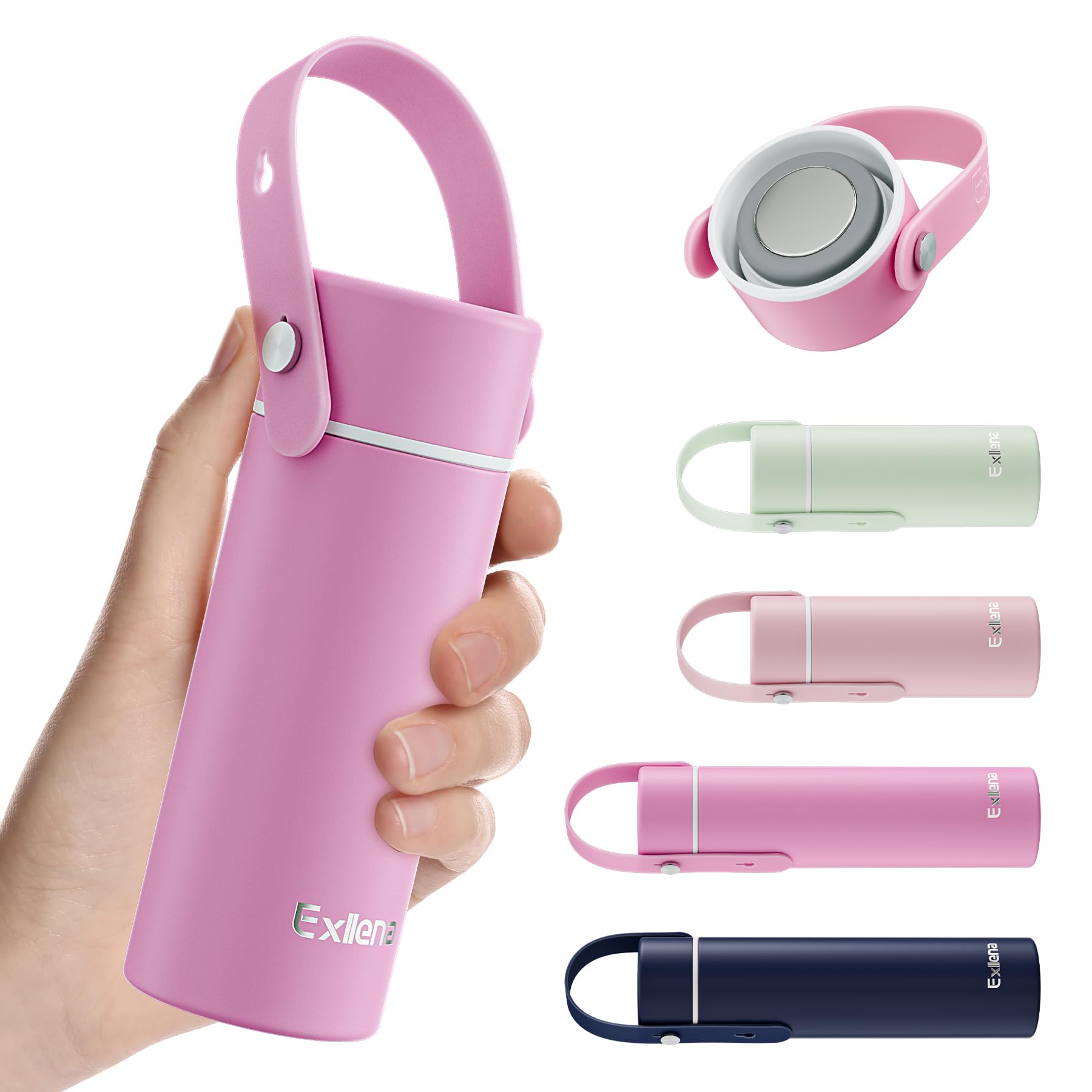 Photo 1 of ?Upgraded? Mini Insulated Water Bottle 6.8oz/200ml with Adjustable Silicone Handle– Small Flask for Hot & Cold Drinks, Leakproof, Ideal for Purse, Lunchbox...(Lavender Hush)