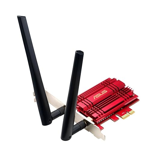 title=Asus PCE-AC56 Adattatore PCI-E Wireless-AC1300 Dual Band, 2 Antenne Esterne,