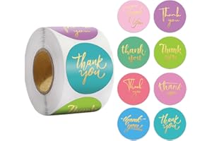 CITIHOMY 500Pcs Thank You Stickers 8 Designs 1 Inch Gold Foil Thank You Sticker for Packaging Thank You Stickers for Small Business Thank You Label Stickers Self-Adhesive Labels for Envelopes,Gift Wrap, Craft