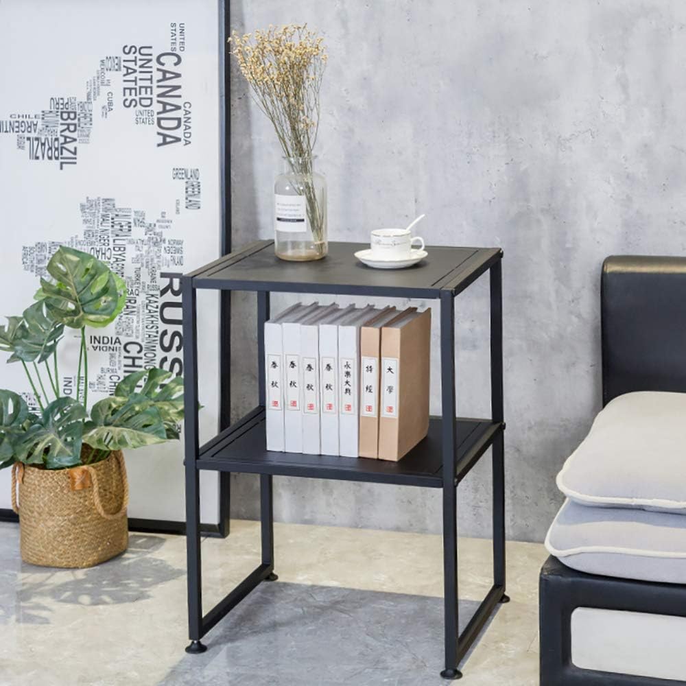 Modern Metal 2-Tier Couch Table, Sofa Table, Coffee Table with Storage, Bedside Table for Living Room/Bedroom/Office, Home Organizer, 15.7x19.7x29.5 Inch: Kitchen & Dining