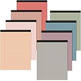 Fuutreo 8 Pcs 8.5'' x 11'' Colored Legal Pad Writing Pads Wide Ruled 50 Sheets Per Notepad Perforated Writing Notepad Office Supplies for School College Office Business (Retro Colors)
