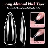 Makartt Long Almond Nail Tips 500Pcs 10 Sizes Clear Full Cover Nails view 4