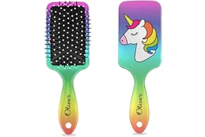 Personalized Unicorn Hair Brush Detangler Brush for Girl Women, Custom Gift Soft Bristle Hair Brushes Travel Hair Brush for A