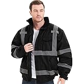 ProtectX High Visibility Waterproof Safety Jacket, Hi Visi Reflective Winter Construction Bomber Jacket for Men and Women