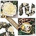 Valery Madelyn Pre-Lit 6 Feet/72 Inch Elegant Champagne Gold Christmas Garland with Shatterproof Ball Ornaments, Ribbon, Artificial Flower, Battery Operated 20 LED Lights