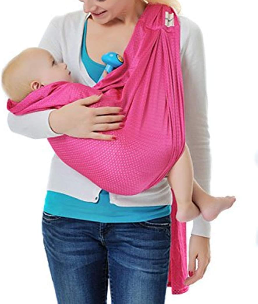 Ring Sling Mesh Baby Wrap Carrier for Newborn Toddler, Lightweight Breathable Adjustable, Summer Swimming Pool Beach