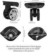 Les-Theresa Suitcase Wheels 1 Pair Double Row Spinner Luggage Replacement view 2