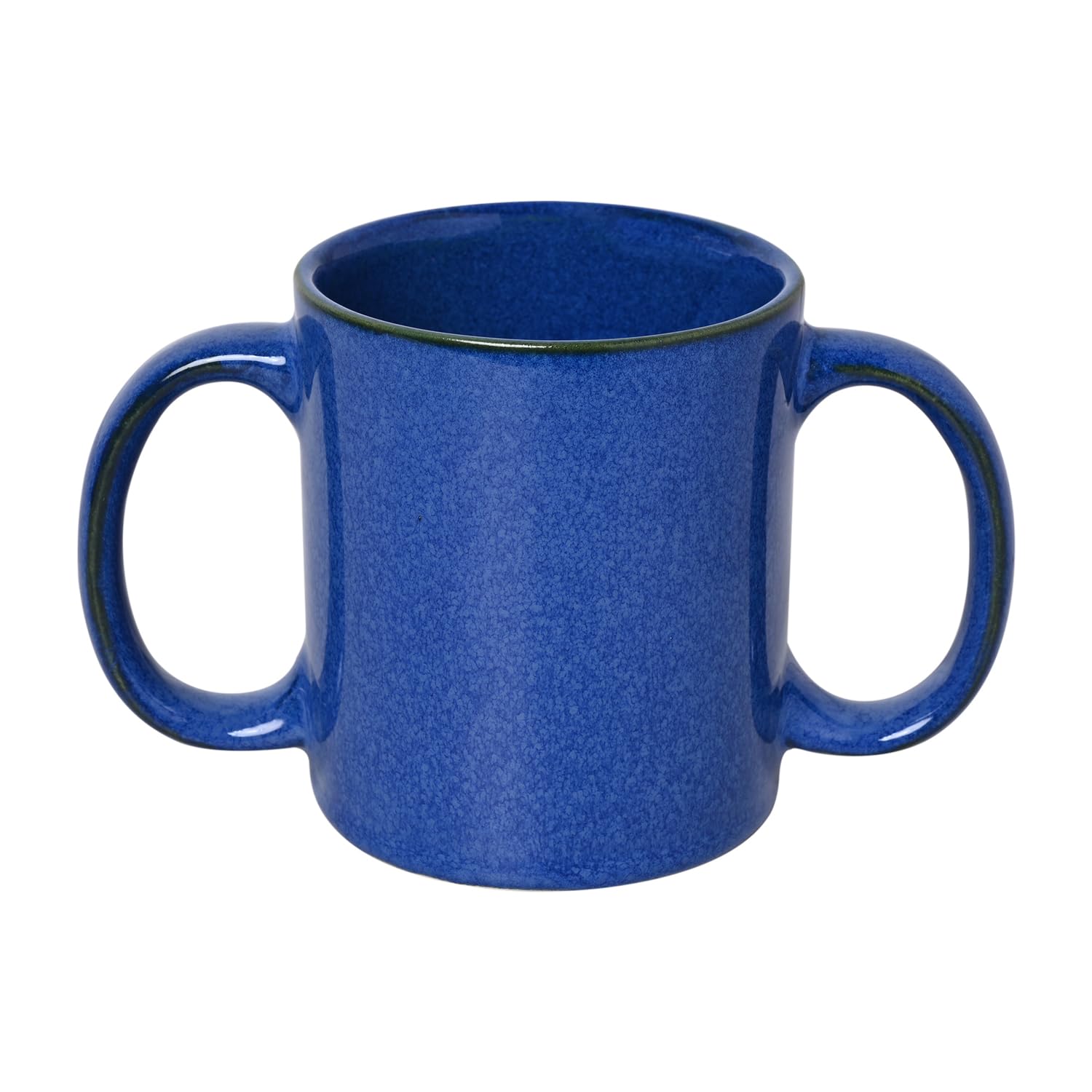 ANCIENTIMPEX Dual Handle Mug (Double Grip Mug) to Aid Tremors, Microwave Safe, 350 Ml Capacity (Elegant Blue)