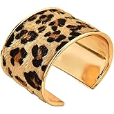 RYOLOY Women's Leopard Print Bracelet, Wide Cuff Bracelet. Fashion Personalized Wild Open Bracelet. Trendy Jewelry for Women.