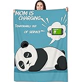 Turamurra Funny Mom Blanket - Soft Cozy Fleece Throw Blanket, 50"x60", 'Mom is Charging' Panda Design, Humorous and Adorable Gift for Moms, Perfect for Mother's Day, Birthday, or Any Occasion