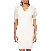 DKNY Women's Short Sleeve Mix Media V-Neck Dress