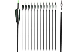 LWANO 30" Carbon Arrows-Archery Target Practice Hunting Arrows with 4" Turkey Feather Spine 500 for Recurve & Long Bow(Pack of 12)