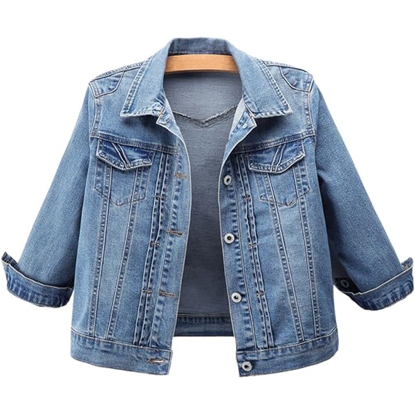 【A.P.C】FEMME 3rd DENIM JKT Vintage wash AMEBELLE Women's 3/4 Sleeve Strech Distress Slim Crop Denim