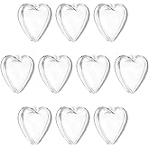 uxcell 10 Pcs Clear Fillable Heart Ornament, 1.2 Inch Hanging Plastic Balls Transparent Heart Shaped Decor Christmas Sphere for DIY Craft, Party, Wedding