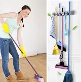 Vicloon Broom Mop Holder Tidy Organizer 5 Slots 6 Hooks Wall Mounted view 6