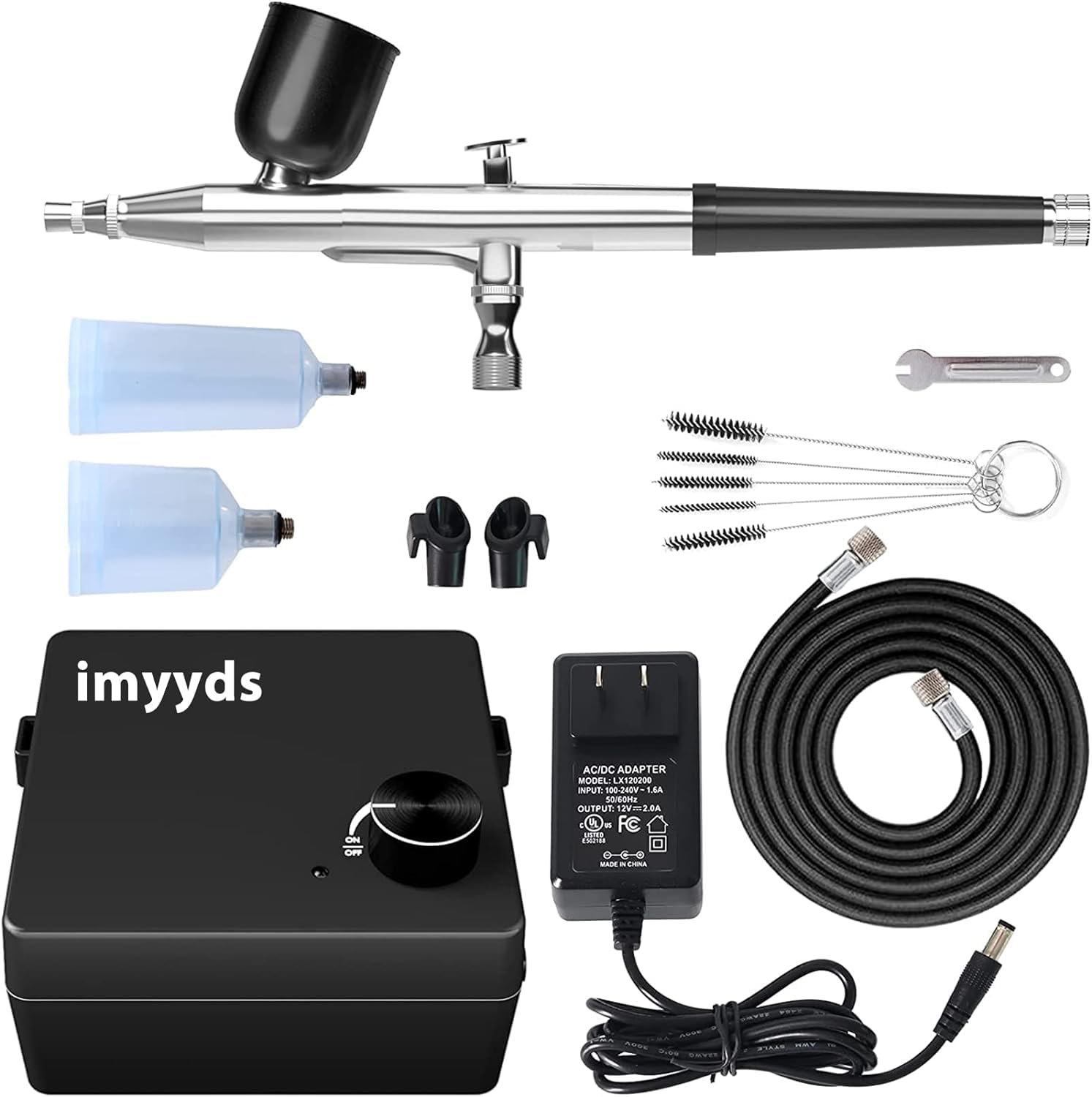 Photo 1 of imyyds 40PSI Airbrush Kit with Compressor, Stepless Adjustable Air Brush Kit with Air Compressor, Portable Airbrush Gun Kit, Airbrush Compressor Kit for painting, Nails, Modeling, Cake