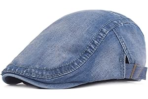 Quanhaigou Unisex Denim Newsboy Hats Flat Ivy Gatsby Cabbie Driving Berets Hat Cotton Dad Cap for Men Women