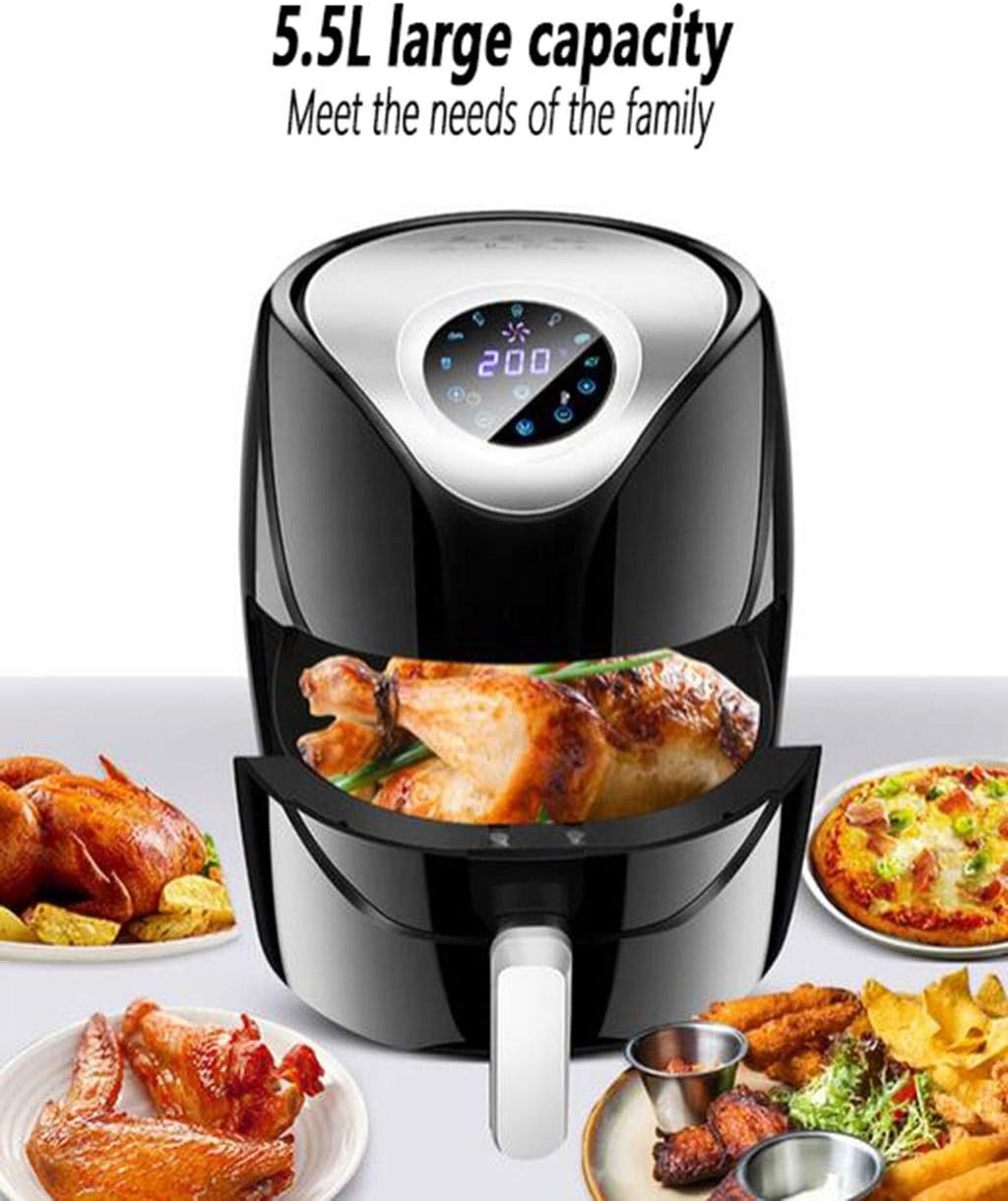 review Electric Grill — Digital Air Fryer 1500W Oil-Free 5.5L Large Capacity Electric Fryer Smart Oven, 30 Minute Timer / 90-200 ° C Adjustable LCD Display (Color : Black)