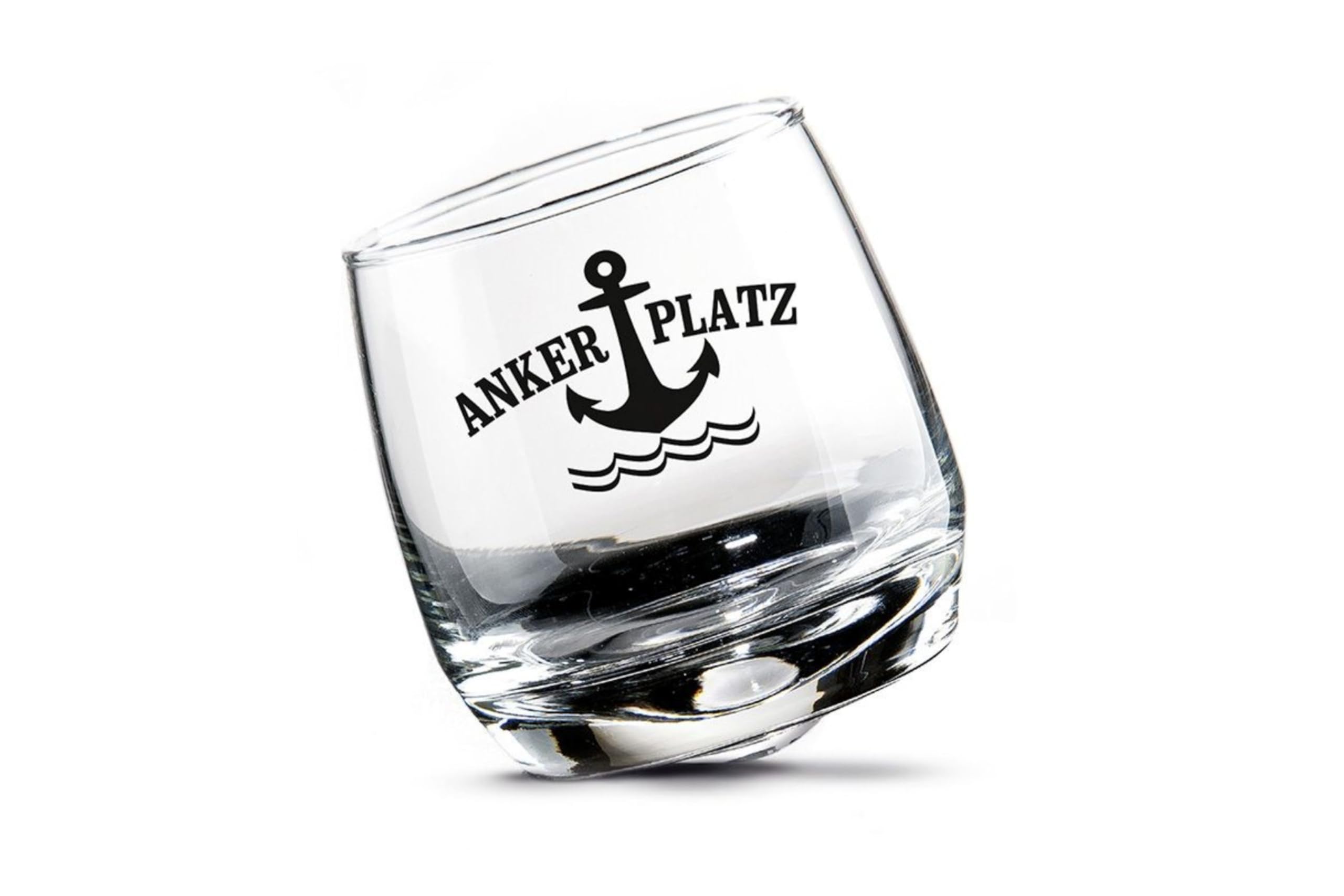 Küstenliebe Set of 2 Maritime Wobble Glass Anchor, Whiskey Glasses, Swivelling Glass, Rum Glass, Anchor Place in Beautiful Gift Box
