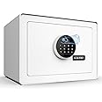 Goldenkey Digital Security Safe and Lock Box,Small Safe box for Money, Fingerprint Lock,Perfect for Home Office Hotel Business Jewelry Gun Use Storage, 0.8Cu.Ft./ White