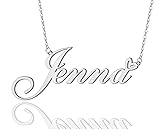 AOLO Jenna Heart Name Necklace Silver Stainless