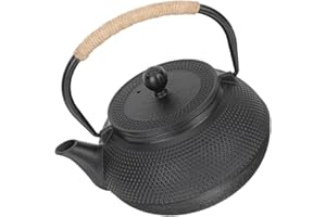 LALADEFIEE Portable Vintage Cast Iron Teapot Small Stovetop Teakettle with Anti-scalding Handle for Personal